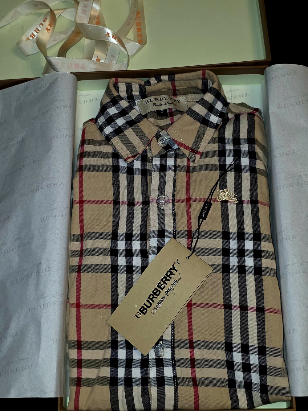 Burberry Classic Check Kid's Shirt in Beige